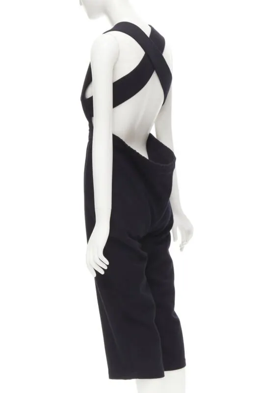 Comme Des Garcons Wool Cropped Jumpsuit Black Polyester Good - Front View