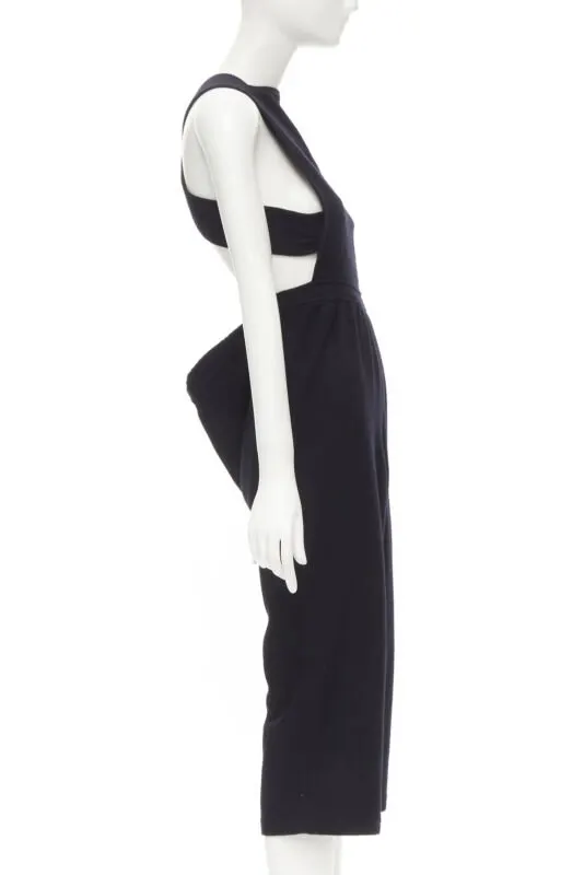Comme Des Garcons Wool Cropped Jumpsuit Black Polyester Good - Box View