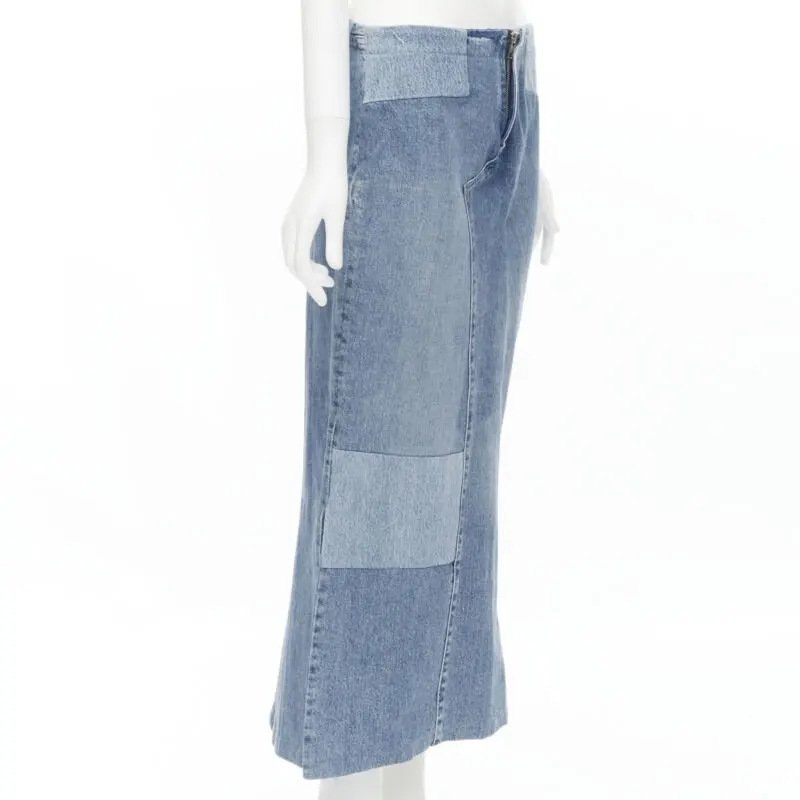 Maison Martin Margiela Patchwork Denim Skirt Blue Polyester Never worn - Inside View
