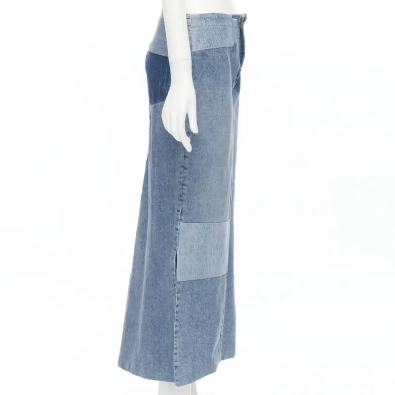 Maison Martin Margiela Patchwork Denim Skirt Blue Polyester Never worn - Model View