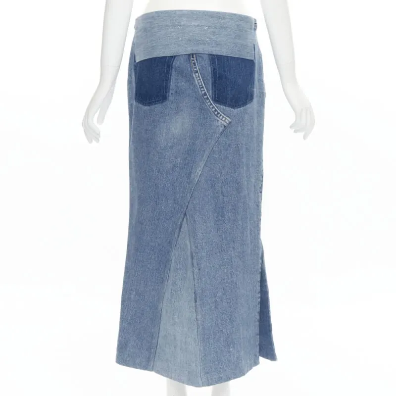 Maison Martin Margiela Patchwork Denim Skirt Blue Polyester Never worn - Box View
