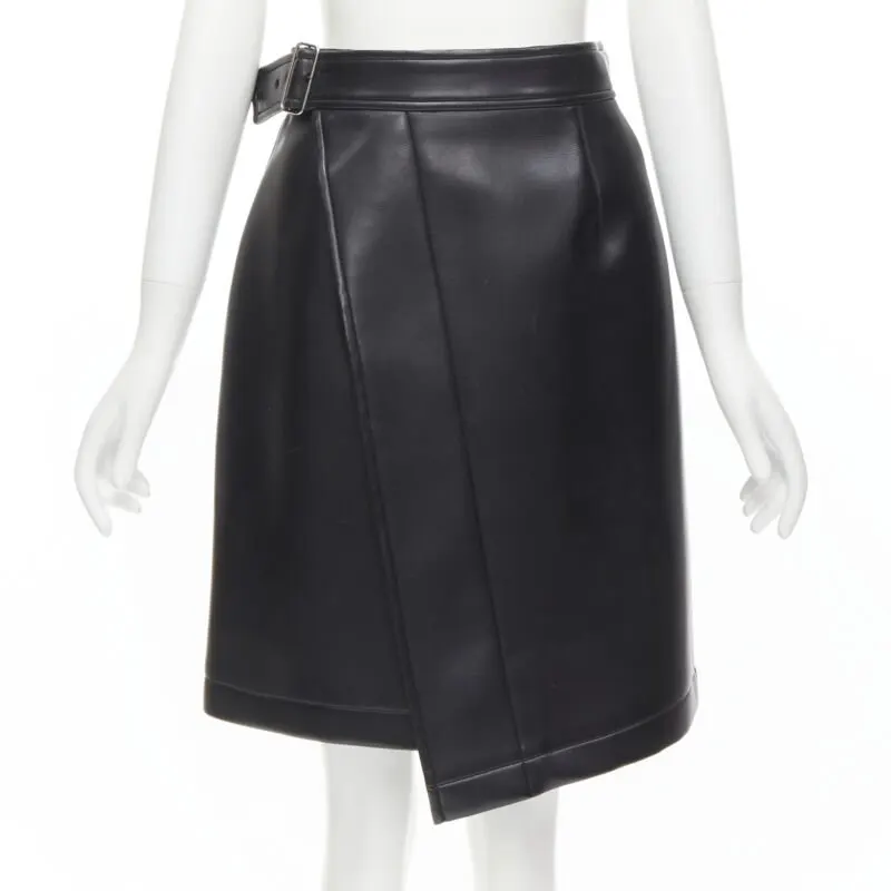 Comme Des Garcons Leather Wrap Skirt Black Polyester Good - Front View
