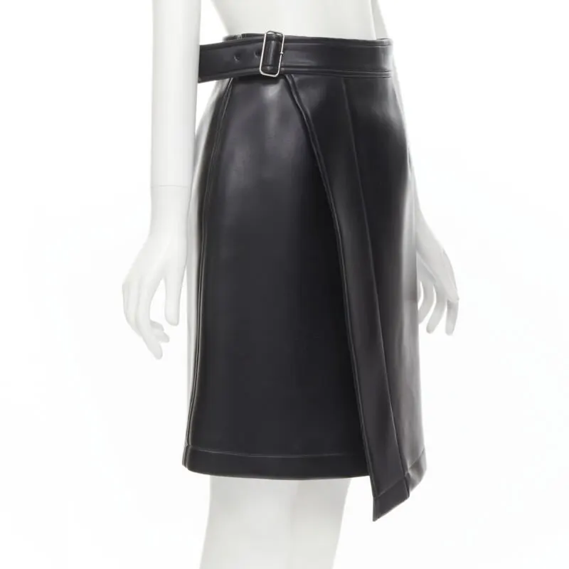 Comme Des Garcons Leather Wrap Skirt Black Polyester Good - Inside View