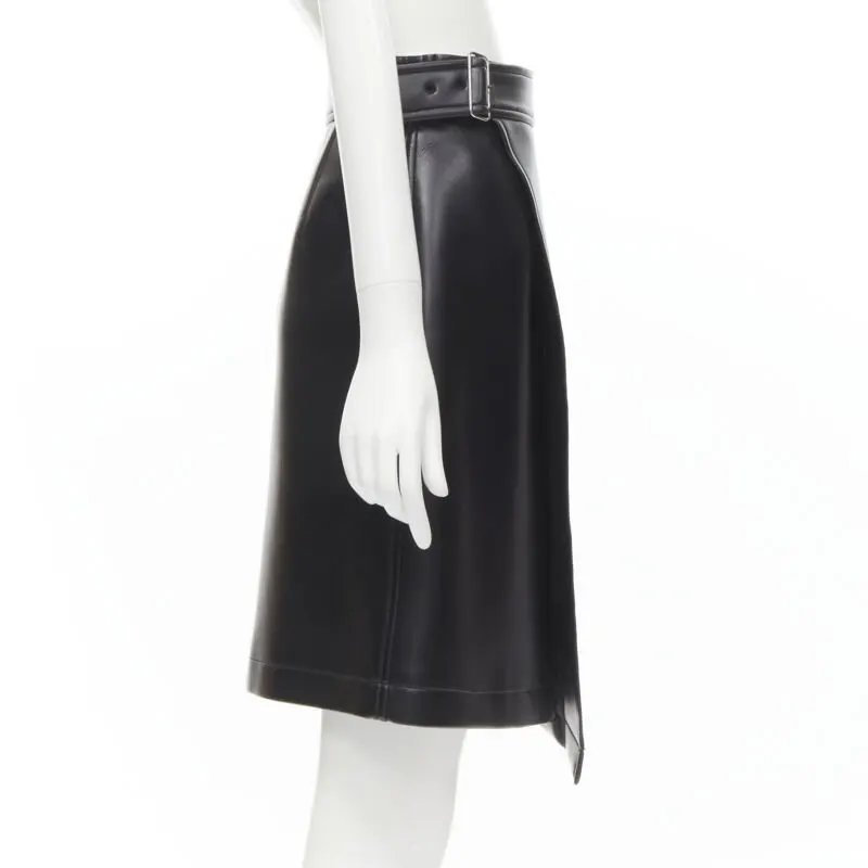 Comme Des Garcons Leather Wrap Skirt Black Polyester Good - Model View