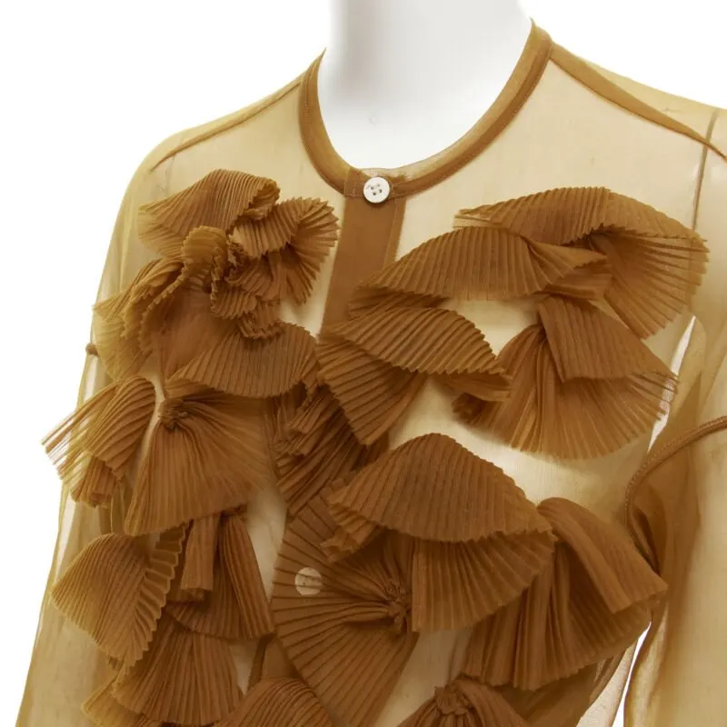 Comme Des Garcons Pleated Ruffle Shirt Brown Polyester Good - Back View