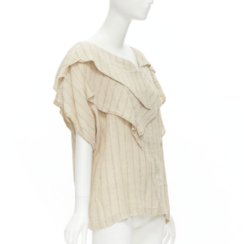 Issey Miyake Striped Linen Top - Image 6