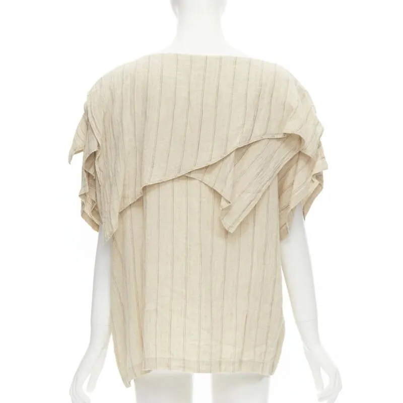 Issey Miyake Striped Linen Top Beige Linen Never worn - Box View