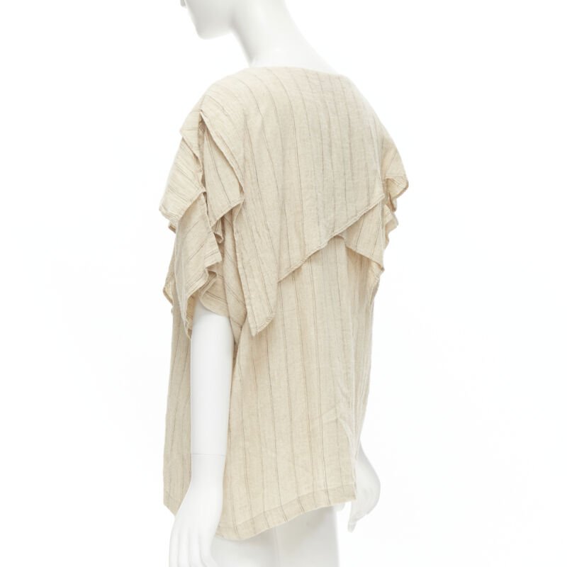 Issey Miyake Striped Linen Top - Detail 1