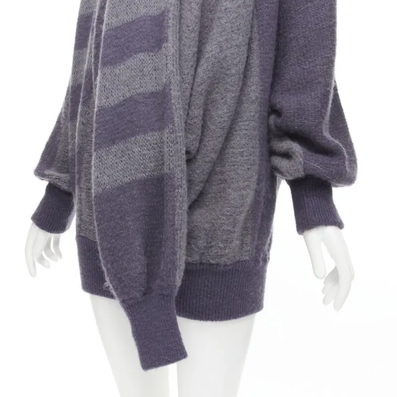 Issey Miyake Striped Sweater Dress Purple Wool Never worn - Back View