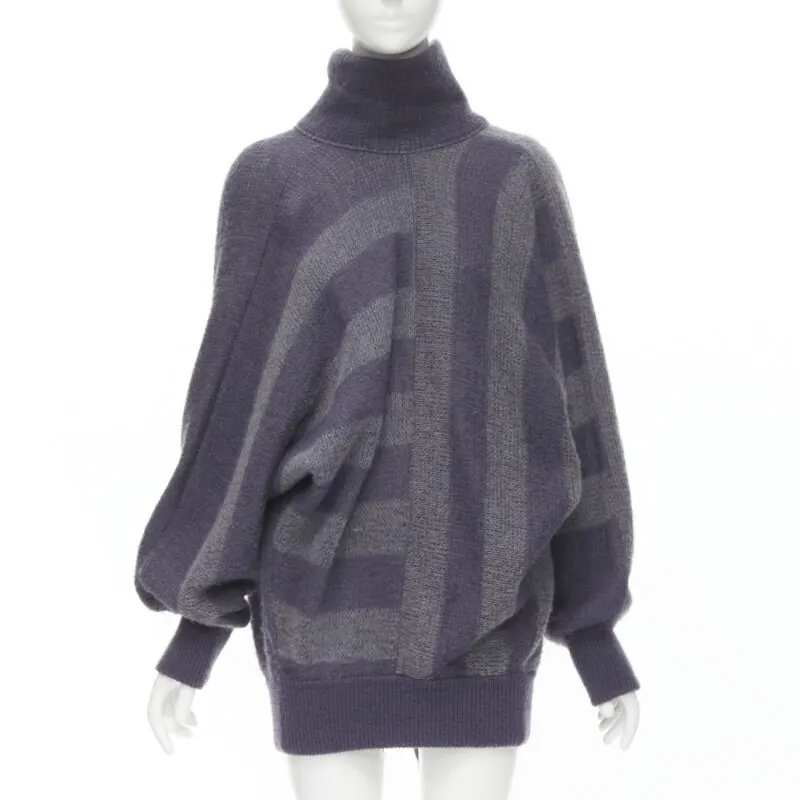 Issey Miyake Striped Sweater Dress Purple Wool Never worn - Inside View