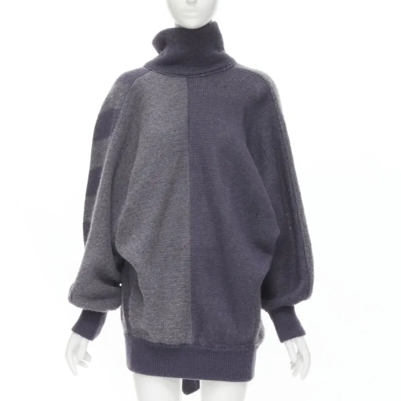 Issey Miyake Striped Sweater Dress Purple Wool Never worn - Model View