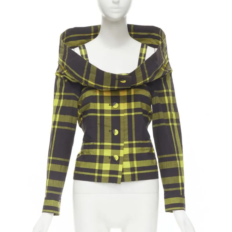 Issey Miyake Plaid Cotton Shirt Yellow Cotton Never worn - Front View