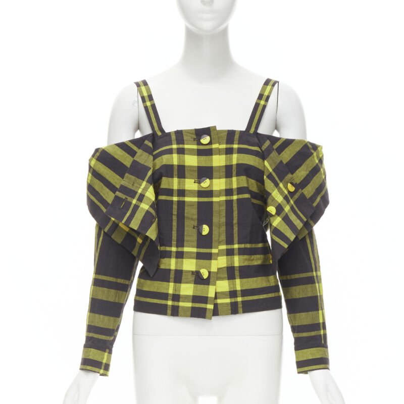Issey Miyake Plaid Cotton Shirt - Back view