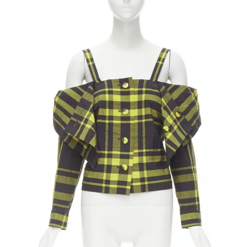 Issey Miyake Plaid Cotton Shirt Yellow Cotton Never worn - Back View