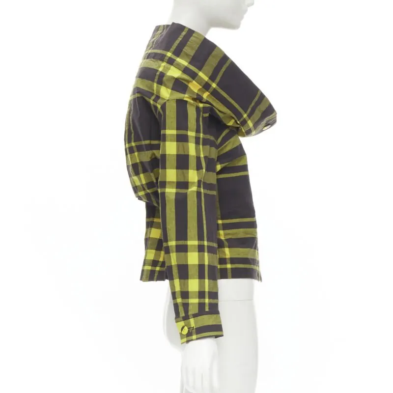 Issey Miyake Plaid Cotton Shirt Yellow Cotton Never worn - Model View