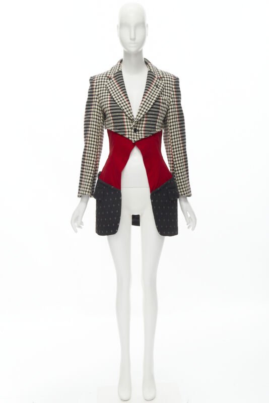 Comme Des Garcons Tweed Velvet Blazer Coat - Image 12