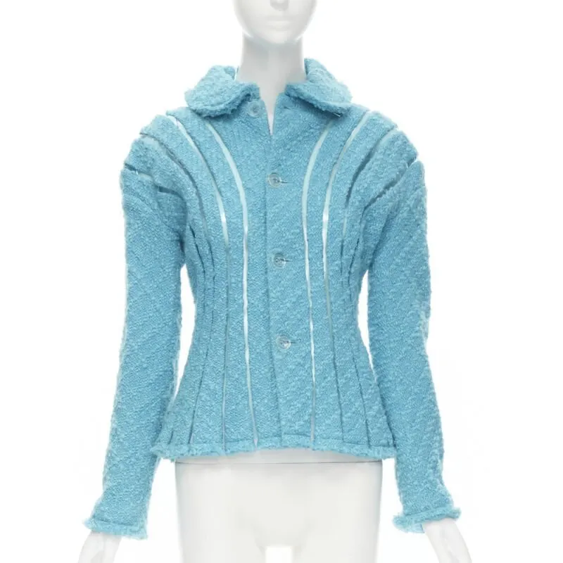 Junya Watanabe Teal Tweed Space Jacket Blue Tweed Never worn - Front View
