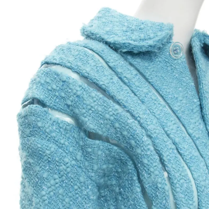 Junya Watanabe Teal Tweed Space Jacket Blue Tweed Never worn - Back View