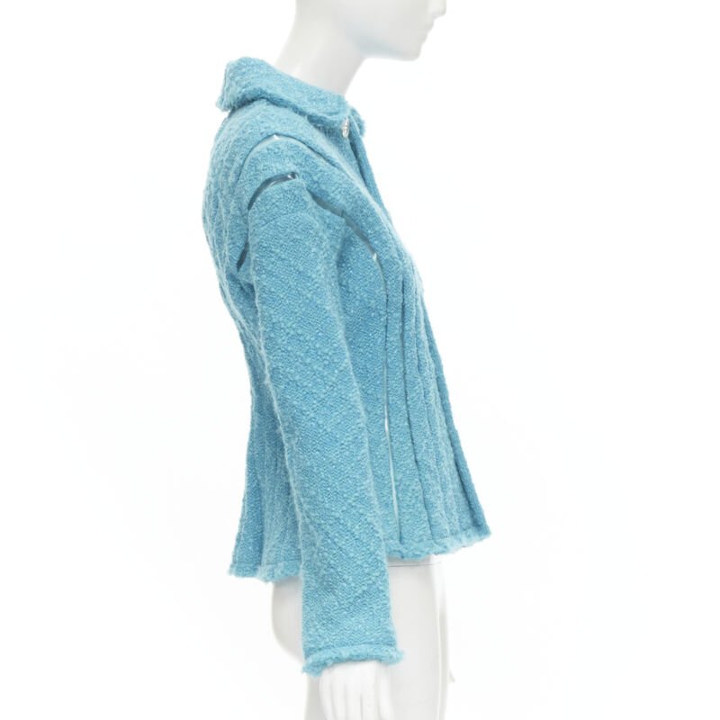 Junya Watanabe Teal Tweed Space Jacket - 4