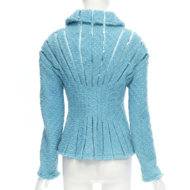 Junya Watanabe Teal Tweed Space Jacket - Side view