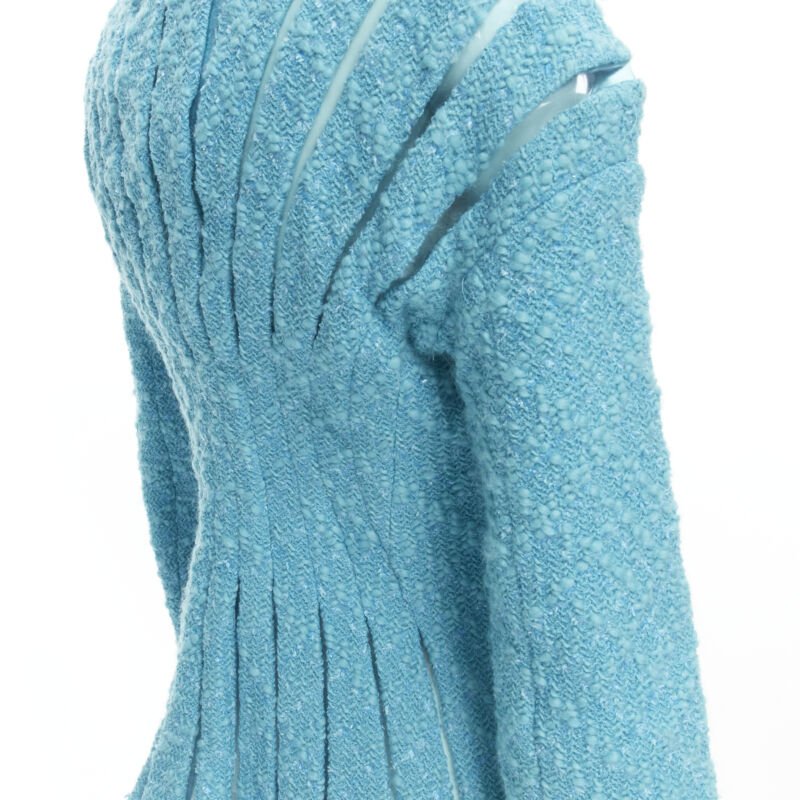 Junya Watanabe Teal Tweed Space Jacket - Image 10