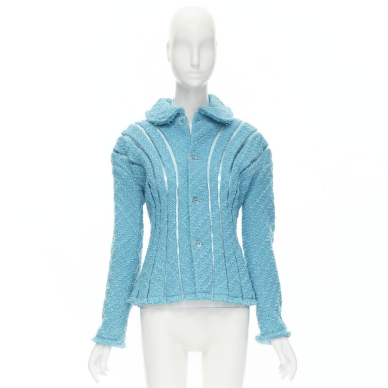 Junya Watanabe Teal Tweed Space Jacket - Image 13