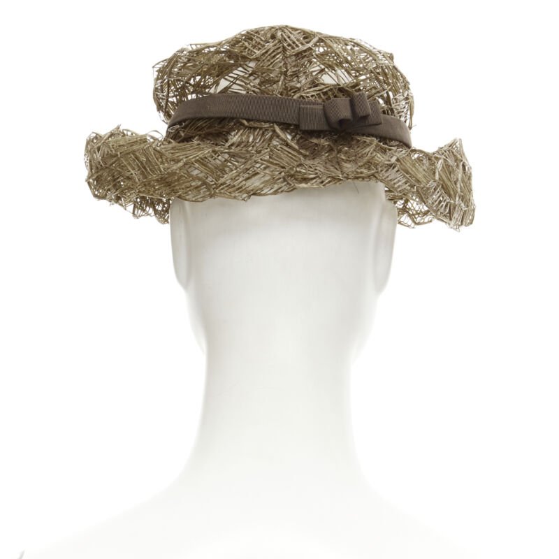 Unsigned / متعددة Raffia Woven Boater Hat - Side view