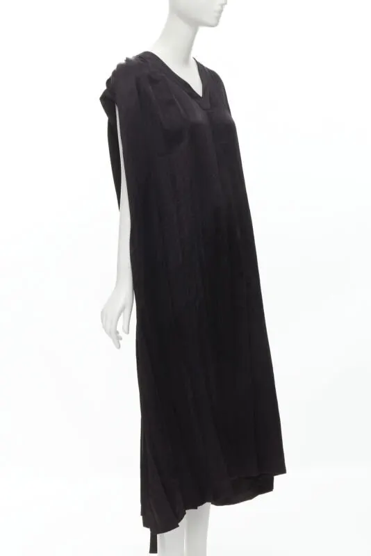 Comme Des Garcons Pleated Belted Dress Black Acetate Never worn - Inside View