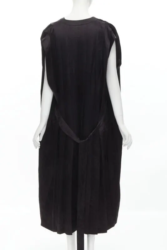 Comme Des Garcons Pleated Belted Dress Black Acetate Never worn - Box View