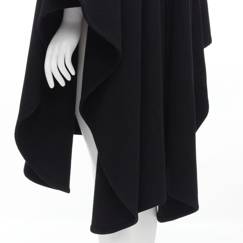 Comme Des Garcons Black Wool Poncho Cape - Back view
