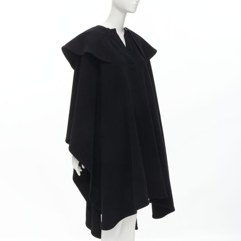 Comme Des Garcons Black Wool Poncho Cape - Image 6
