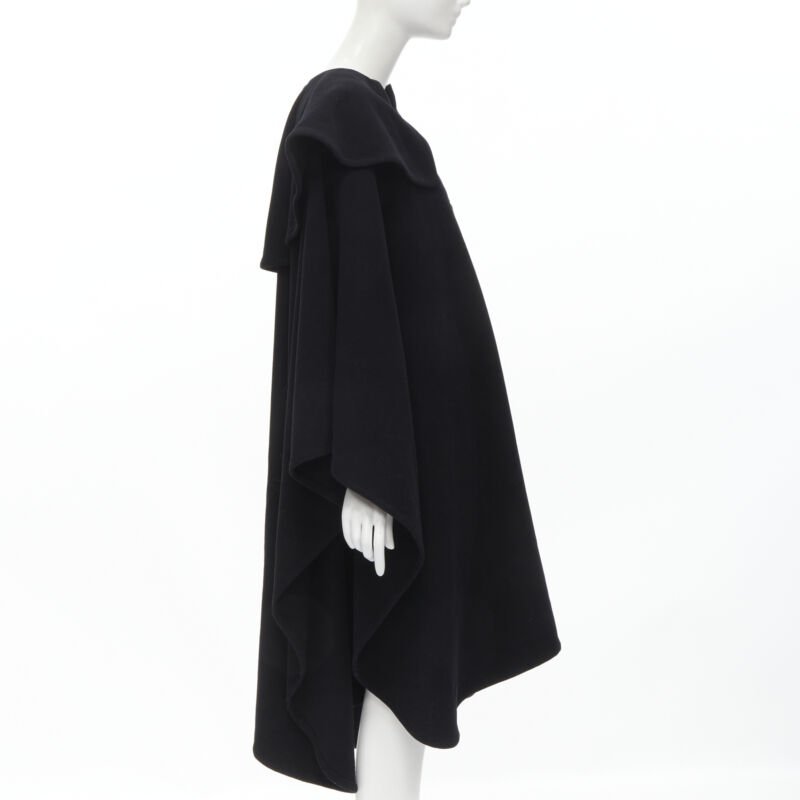 Comme Des Garcons Black Wool Poncho Cape - 4