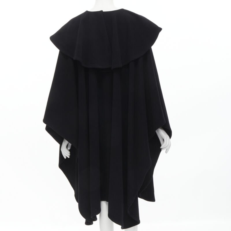 Comme Des Garcons Black Wool Poncho Cape - Side view