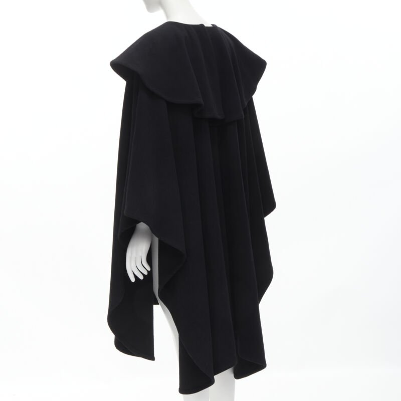 Comme Des Garcons Black Wool Poncho Cape - Detail 1