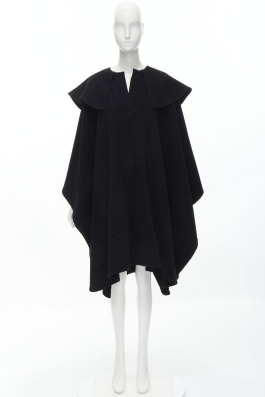 Comme Des Garcons Black Wool Poncho Cape - Image 12