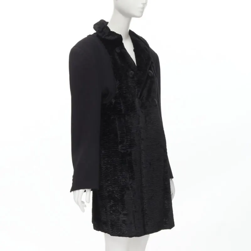 Comme Des Garcons Oversized Faux Fur Coat Black Polyester Never worn - Model View