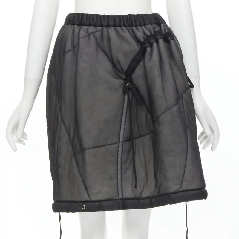 Comme Des Garcons Puffy Drawstring Skirt Black Polyamide Good - Front View