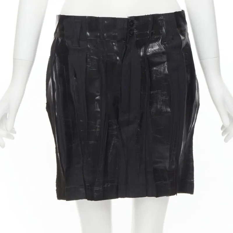 Issey Miyake Lacquered Mini Skirt Black Cotton Very good - Front View