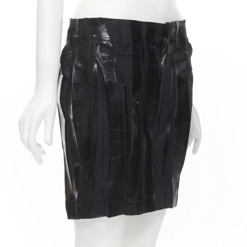 Issey Miyake Lacquered Mini Skirt Black Cotton Very good - Inside View