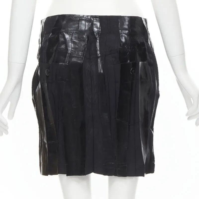 Issey Miyake Lacquered Mini Skirt Black Cotton Very good - Box View