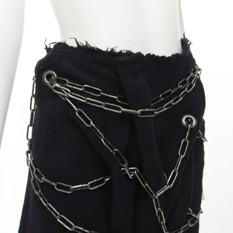 Junya Watanabe Punk Chain Skirt Black Wool Very good - Back View