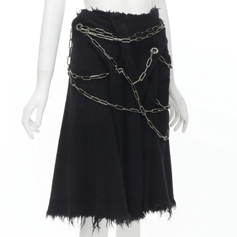 Junya Watanabe Punk Chain Skirt Black Wool Very good - Inside View