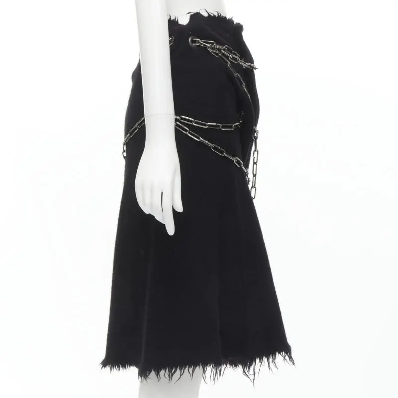 Junya Watanabe Punk Chain Skirt Black Wool Very good - Model View