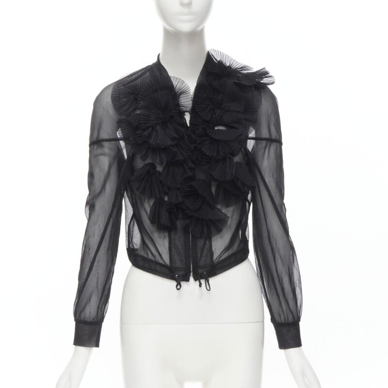 Comme Des Garcons Sheer Ruffle Bomber Jacket