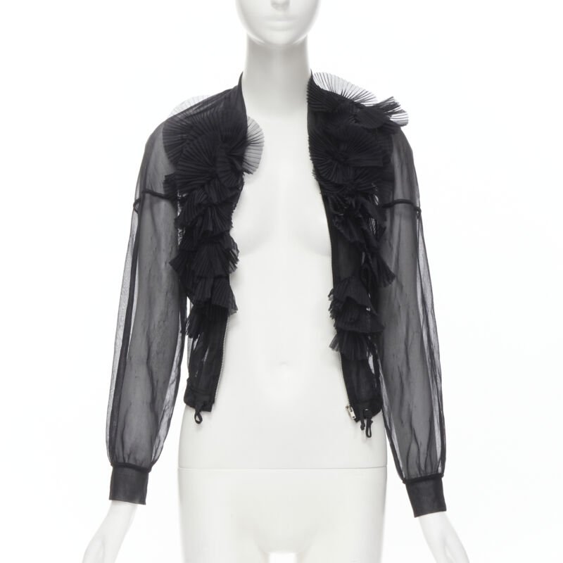 Comme Des Garcons Sheer Ruffle Bomber Jacket - Image 6