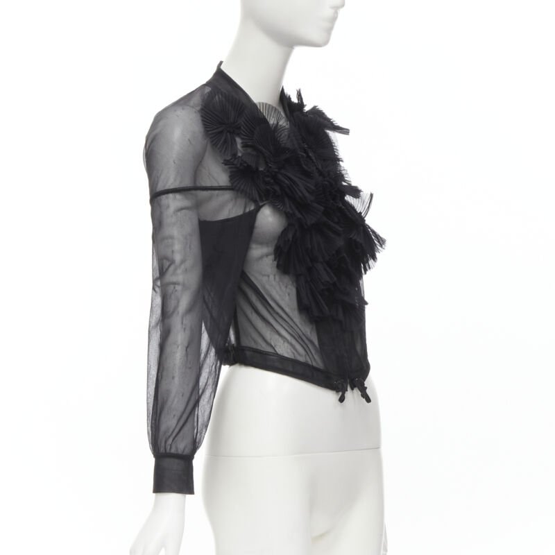 Comme Des Garcons Sheer Ruffle Bomber Jacket - 4