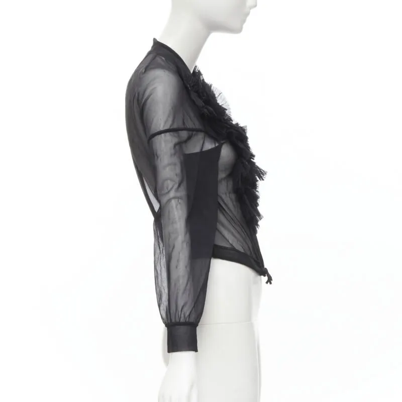 Comme Des Garcons Sheer Ruffle Bomber Jacket Black Polyester Good - Box View