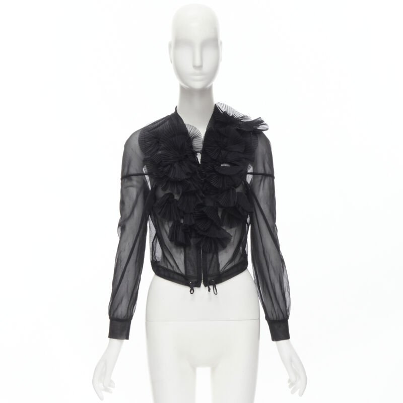 Comme Des Garcons Sheer Ruffle Bomber Jacket - Image 14