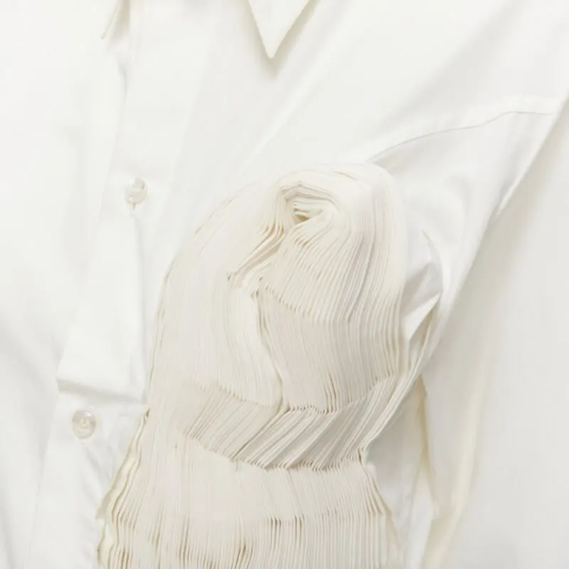 Yohji Yamamoto Knife Pleat Shirt White Cotton Good - Back View