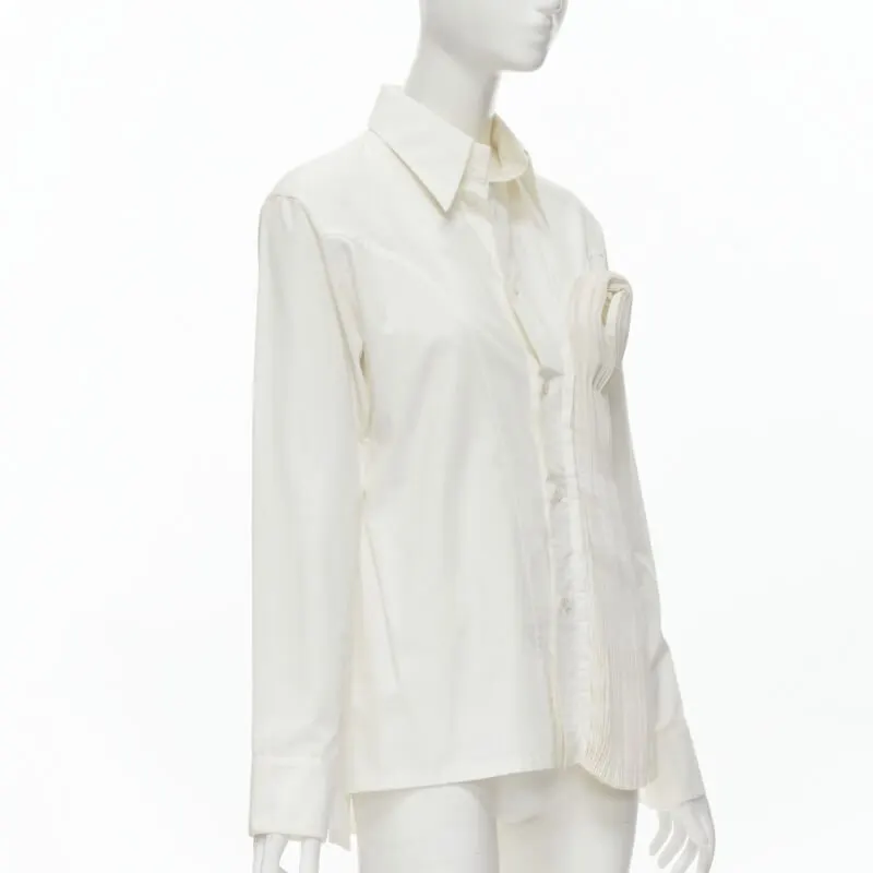 Yohji Yamamoto Knife Pleat Shirt White Cotton Good - Inside View
